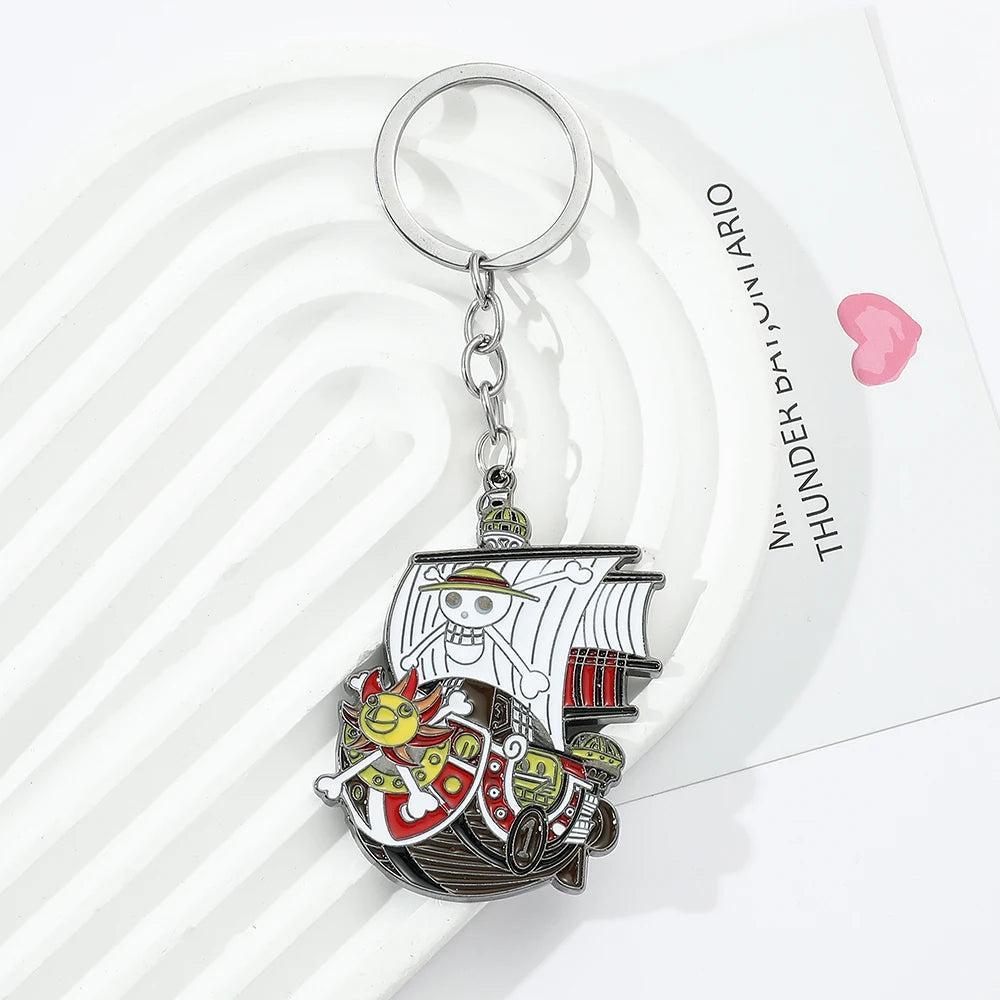 Classic Anime ONE PIECE Keychain Cool Pirate Ship Charms Pendant Keyring Car Key Holder for Women Party Gifts Accessories