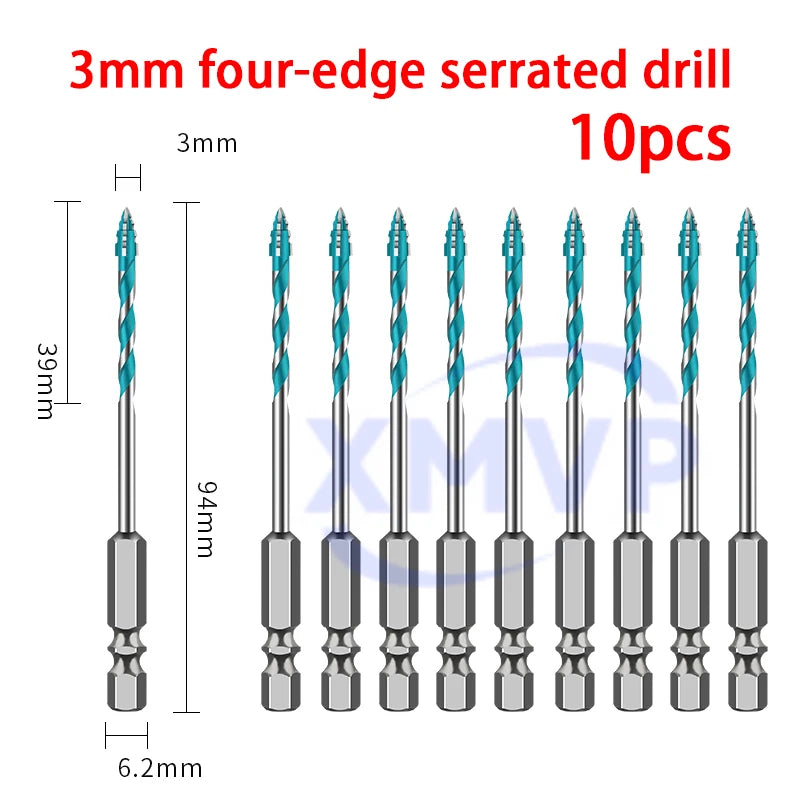 Four-edge serrated eccentric drill bit, high-hardness tile drilling, concrete Nemesis, super-hard special electric drill