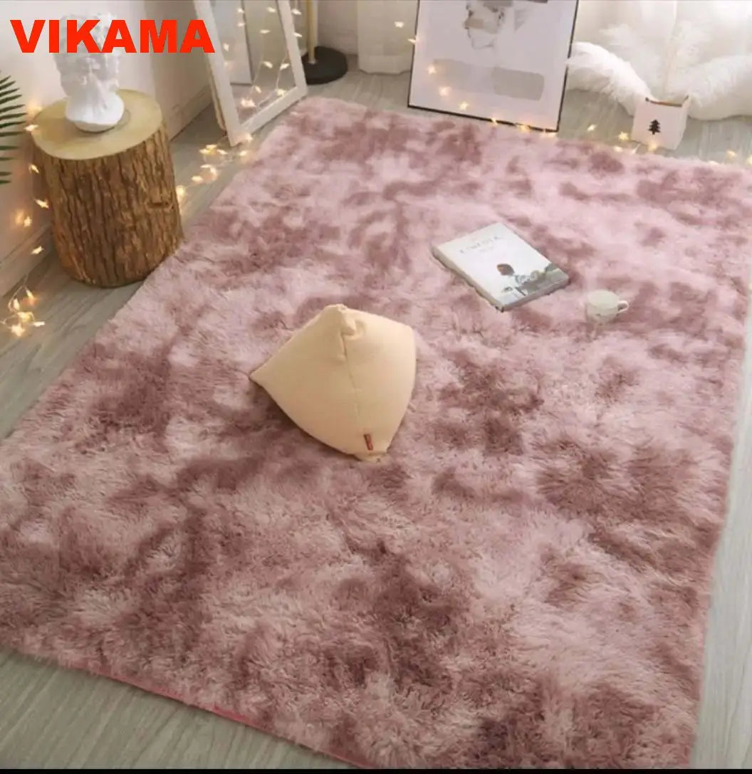 VIKAMA Solid Color Simple Nordic Tie-dye Carpet Living Room Bedroom Bbed Sofa Comfortable Blanket Silk Wool Floor Mat All Spread