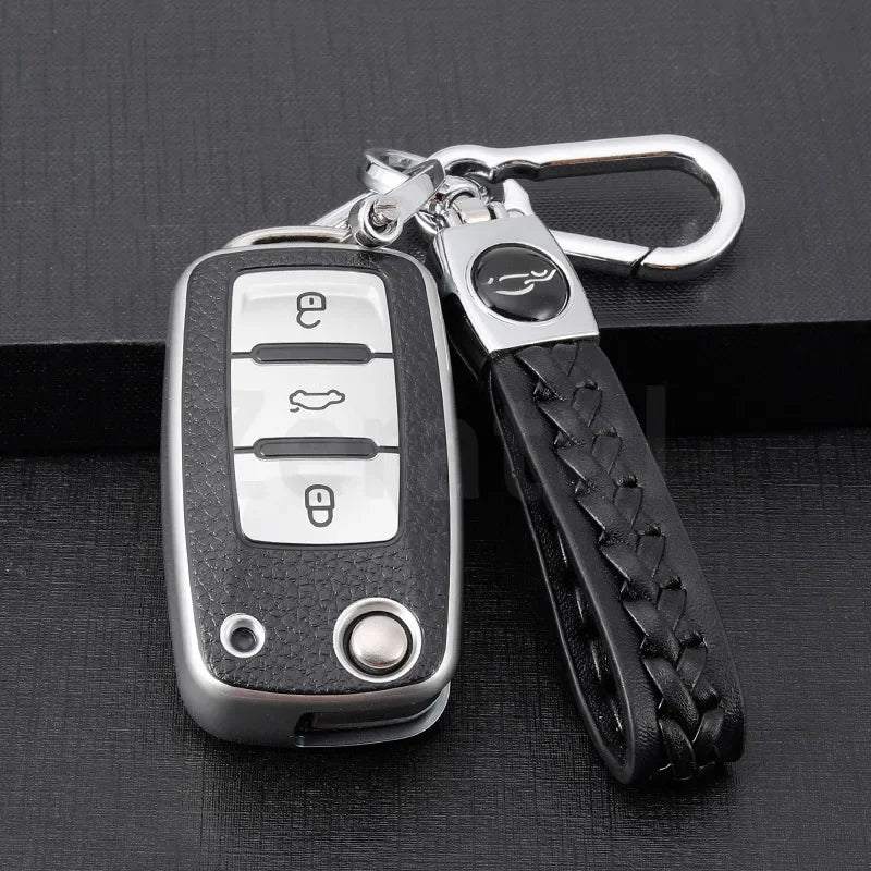 TPU Leather Car Key Cover Case Procted For VW Golf Bora Jetta POLO Passat Skoda Superb Octavia Fabia SEAT Ibiza Leon 2/3 Buttons