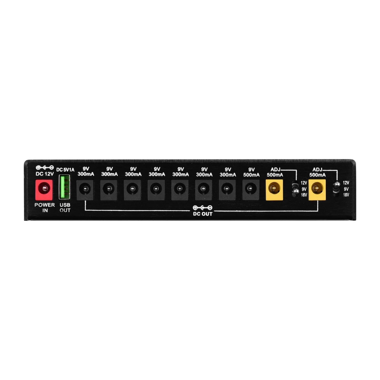 MOSKY ISO-10 Guitar Effect Pedal Power Supply 10 Isolated DC Outputs/ 5V USB Output for 9V 12V 18V Protection Guitar Accessories