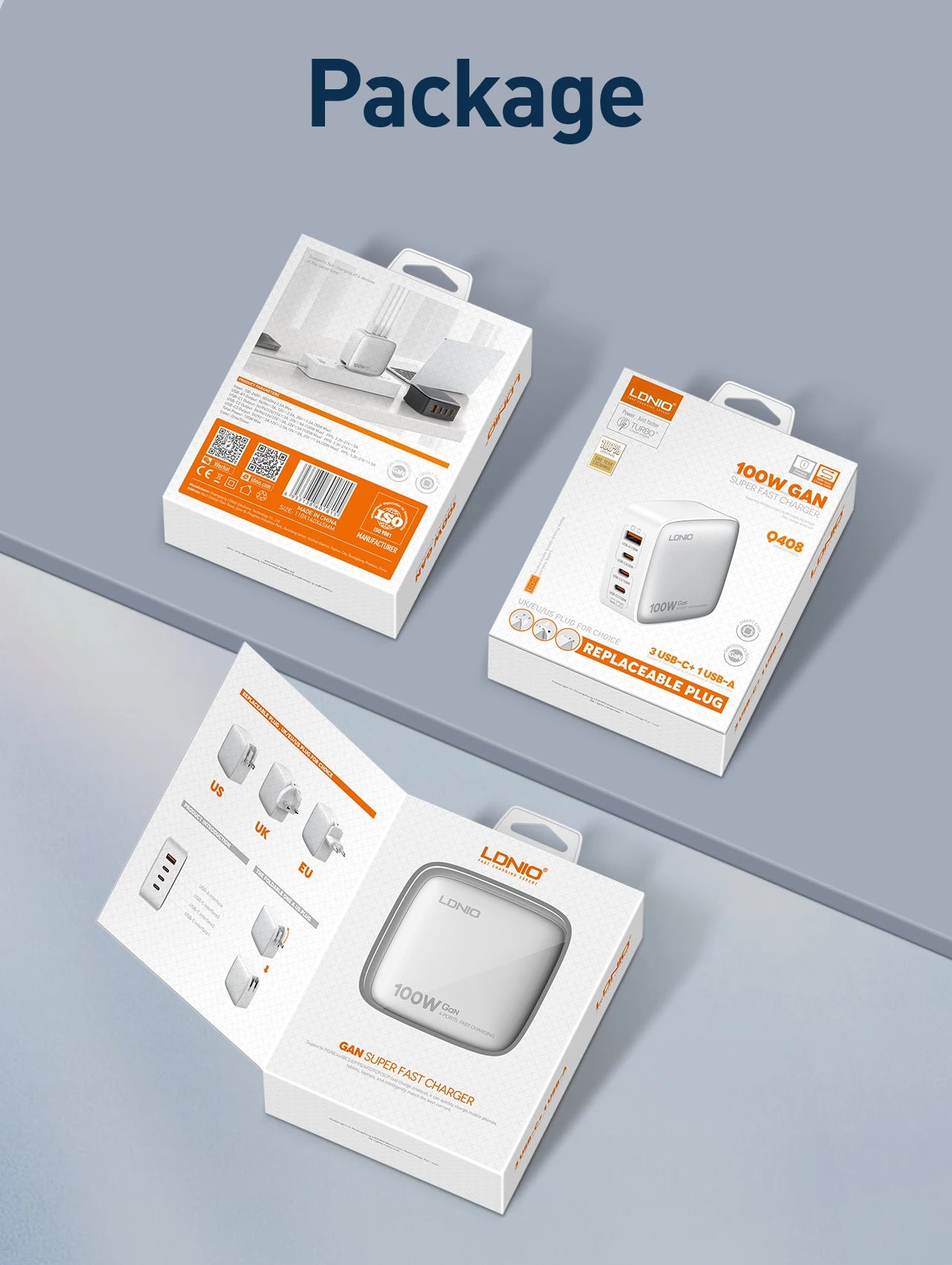 LDNIO 100W GaN Charger Multi-port Type C Travel Adapter For MacBook iPad iPhone 12-15 Pro Max Xiaomi 14 Galaxy S23 Usb C Charger