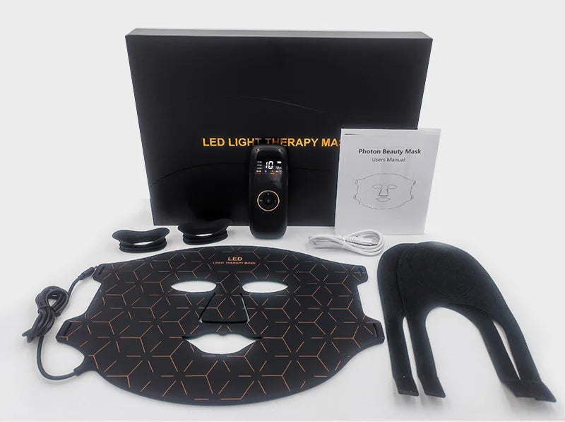 NIR LED Face Mask Neck Mask 92 and 78 Lamp 368 and 312 Beam Infrared Light Therapy 3 Brightness Reduce Wrinkle Acne Facial Care