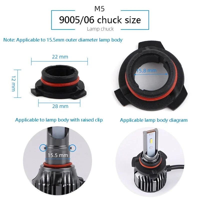 1Pcs Car LED Headlight Bulb Base Adapter Socket Holder 9006-HB4/9005-HB3/H11/H7/H4/H3/H1 Head Lamp Retainer Holder Clips