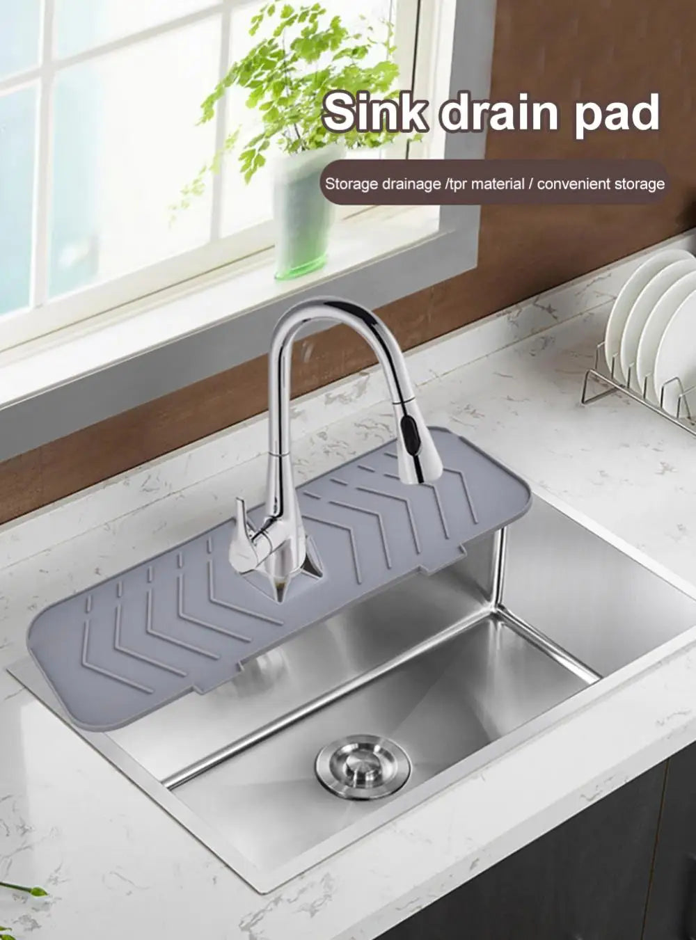 Kitchen Faucet Mat Silicone Absorbent Mat Sink Sponge Drain Rack Foldable Water Splash Catcher Mat Bathroom Countertop Protector