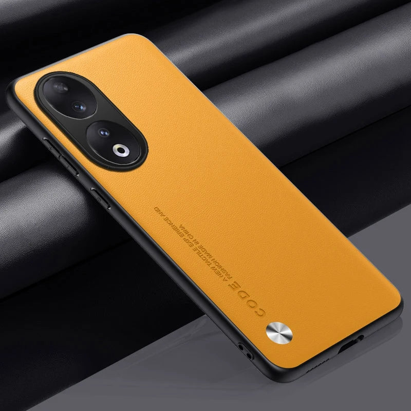 Luxury PU Leather Case For Honor 90 Back Cover Matte Silicone Shockproof Full Protection Phone Case For Honor 90 Honor90 Coque