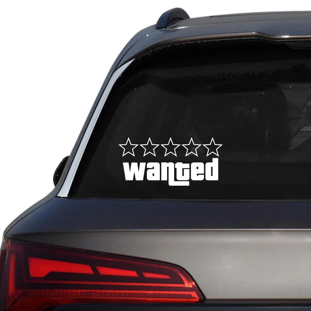 Wanted Pentagram Car Stickers Vinyl Decals Decor Rear Windshield Window Glass Bumper Body Scratches Waterproof Auto Accessories