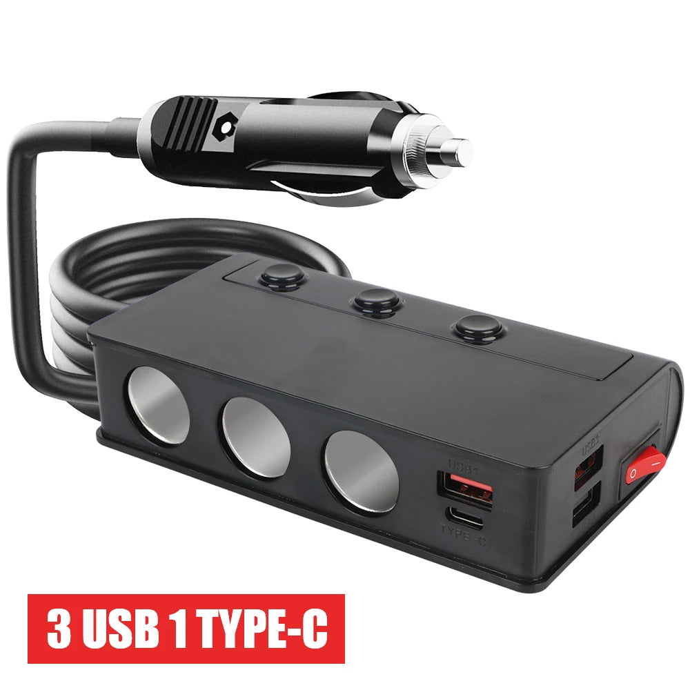 180W 4 Port USB Charging Socket Cigarette Lighter Splitter Quick Charge 12V 24V For Phone IPad 3.0 Car Charger Adapter