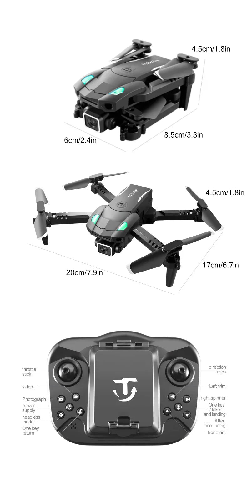New S128 Mini Drone 4K Professional HD Dual Camera Three-Sided Obstacle Avoidance Air Pressure Fixed Height Foldable Quadcopter