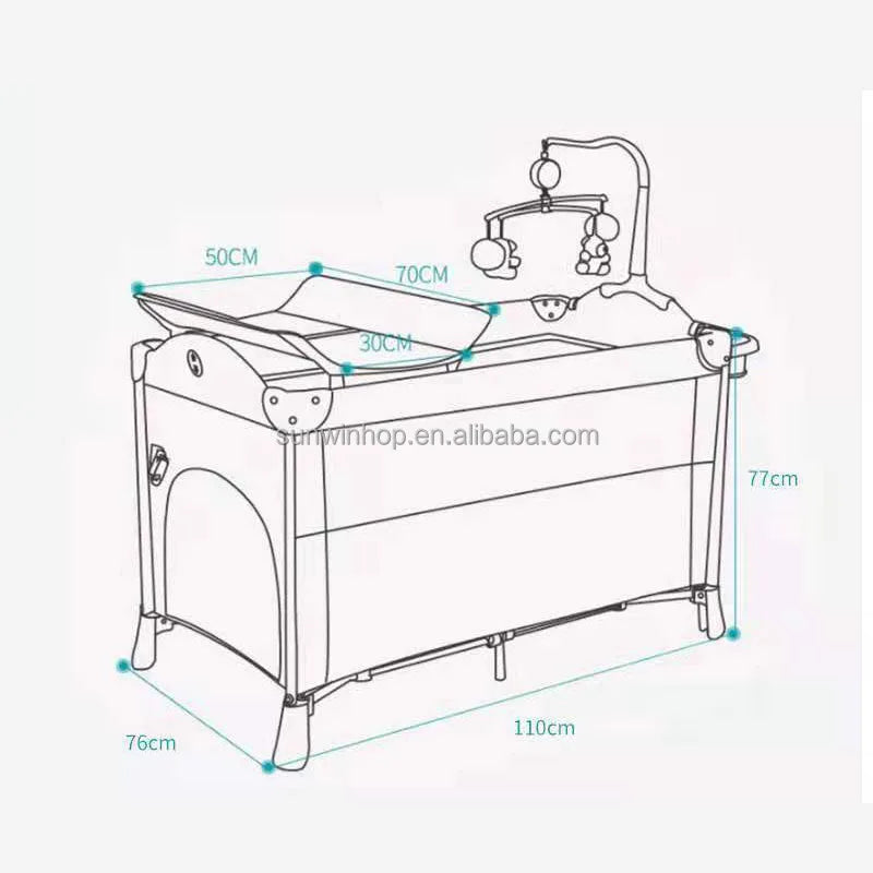 European EN Standard High Quality Foldable Multifunctional Baby Playpen Bedside Crib Sleeping Crib Drop Side Travel Cot Baby Bed