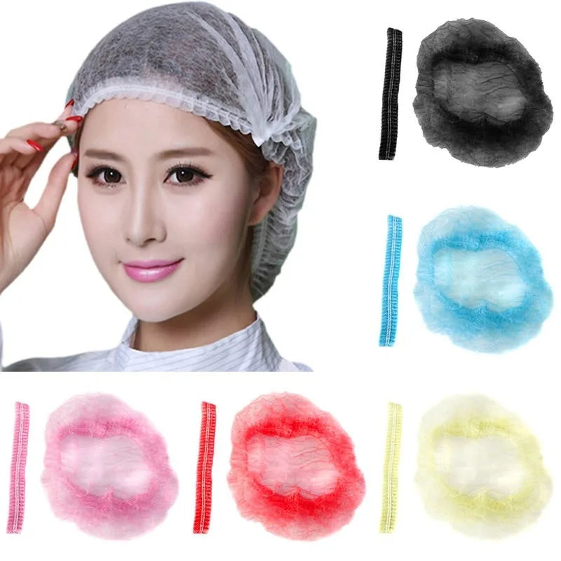 100pcs/Pack Disposable Hair Head Covers Net Bouffant Dustproof Anti Dust Caps Breathable Shower Bathing Hats Kitchen Wholesale