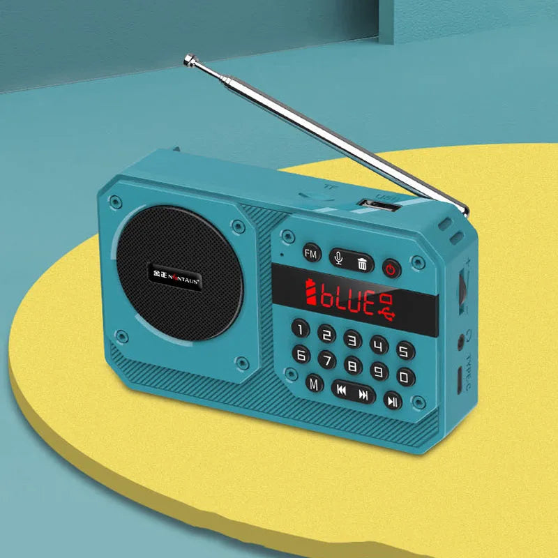 Mini Portable FM Radio High Sensitivity Radios Receiver Wireless Hifi Bluetooth Speaker with Mic Support Recording TF USB Play
