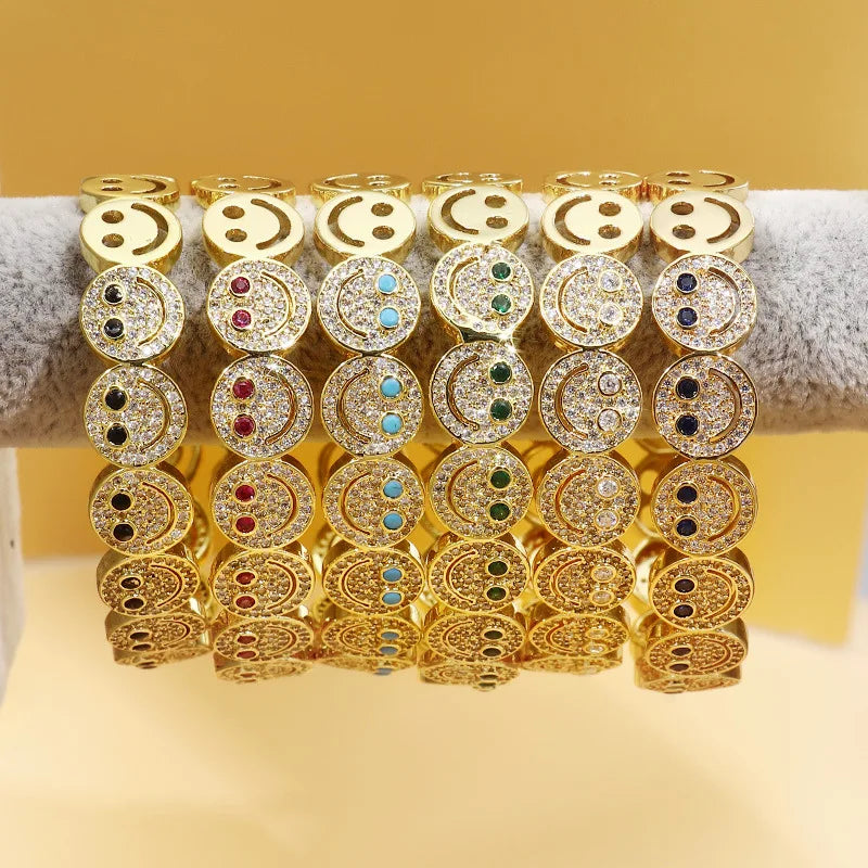 New Stylish Round  Cuff Bangle Bracelet Copper Gold Plated Cubic Zirconia Charm Party Women Men Gifts Jewelry Access