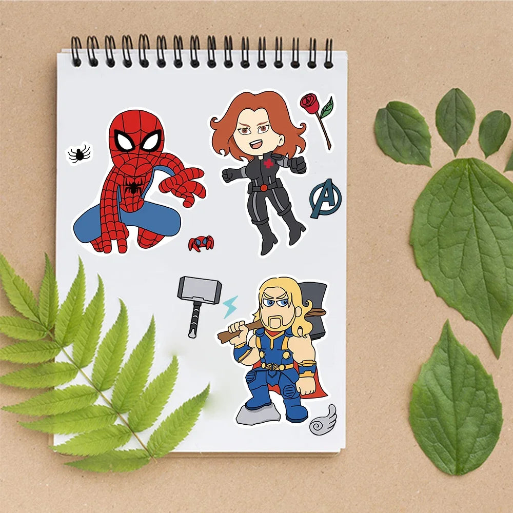 8/16Sheets Disney Marvel Spiderman Iron Man Stickers Make a Face Game Sticker Kids DIY Notebook Children Assemble Jigsaw Toys