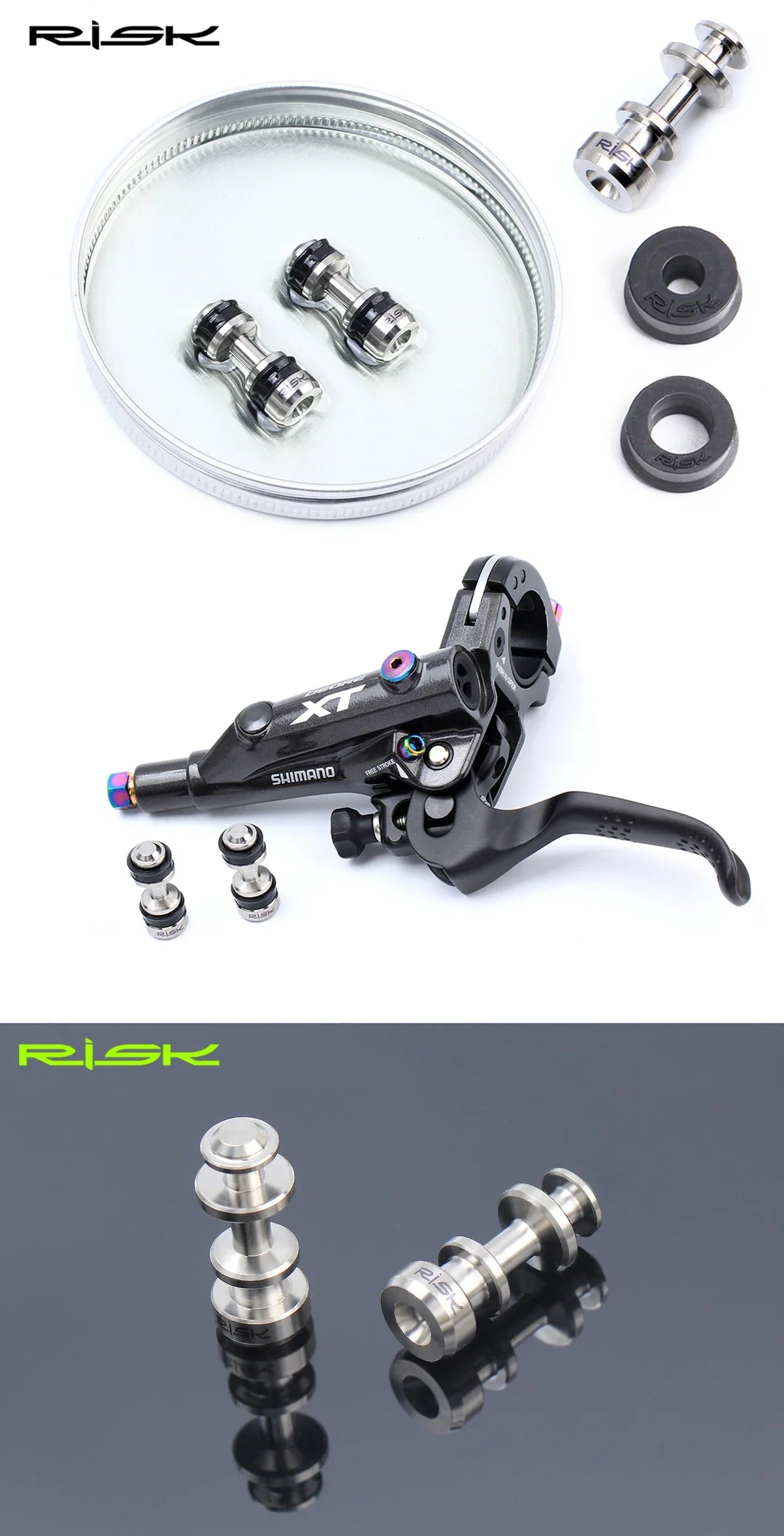 Risk Bike Titanium Alloy Brake Lever Piston Rod, Oil Disc Brake Piston Rod Sealing Ring Repair Parts,For XT M785 M8000 SLX M7000