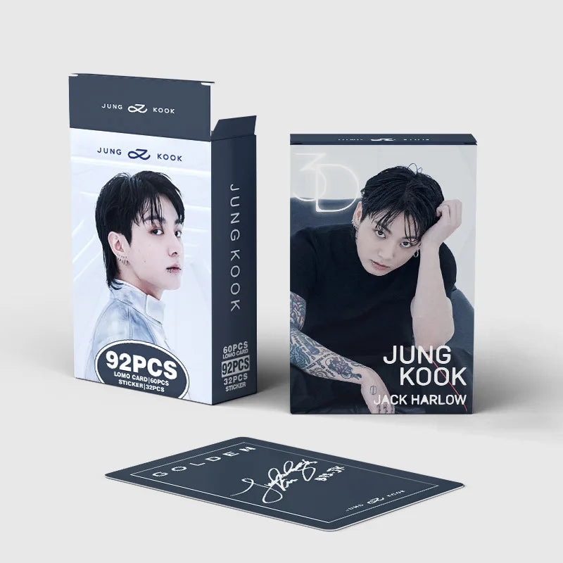 New 92 JUNGKOOK Solo Album GOLDEN Merchandise Photo Album Stickers JK Double-Sided LOMO Cards Celebrity Fan Gifts