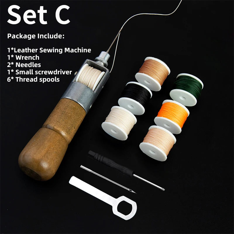 WUTA Leather Sewing Awl Thread Kit Speedy Stitcher Hand Sewing Machine Tools Kit Leather Craft Stitching Shoemaker Canvas Repair