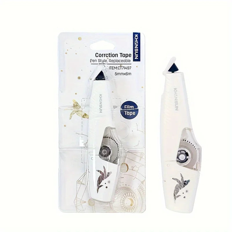 KHINSUN School Correction Tape with Refill Pen Style White Out Corrector Easy Replaceable Correction Tapes