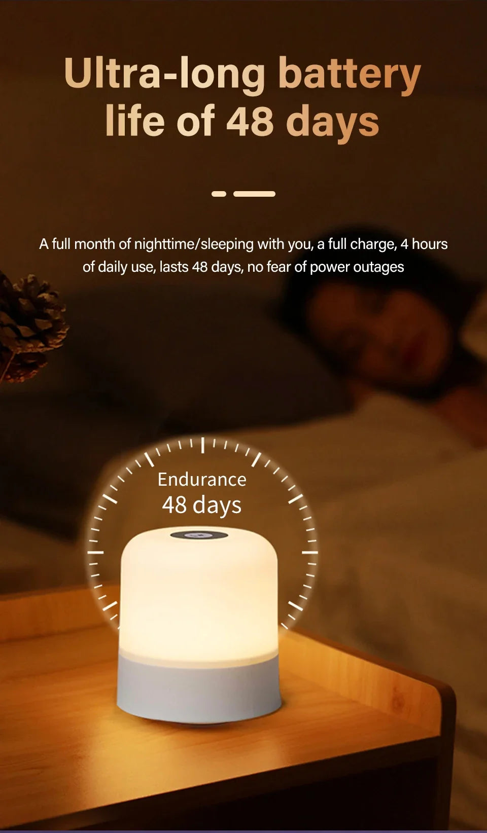 Touch Bedside Lamp Rechargeable RGB Night Light Remote Control Long Life Battery Bedroom LED Warm Desktop Decorative Lights