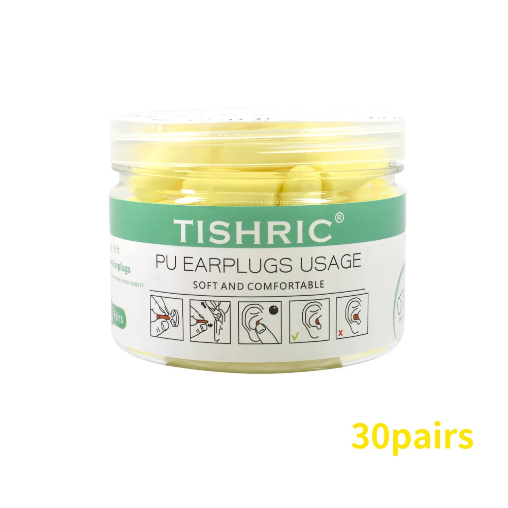 TISHRIC Earplugs Soft Sponge Ear Plugs Noise Reduction Sleeping Earplug Travel Noise Reduction Rate 35.5db Sound Insulation