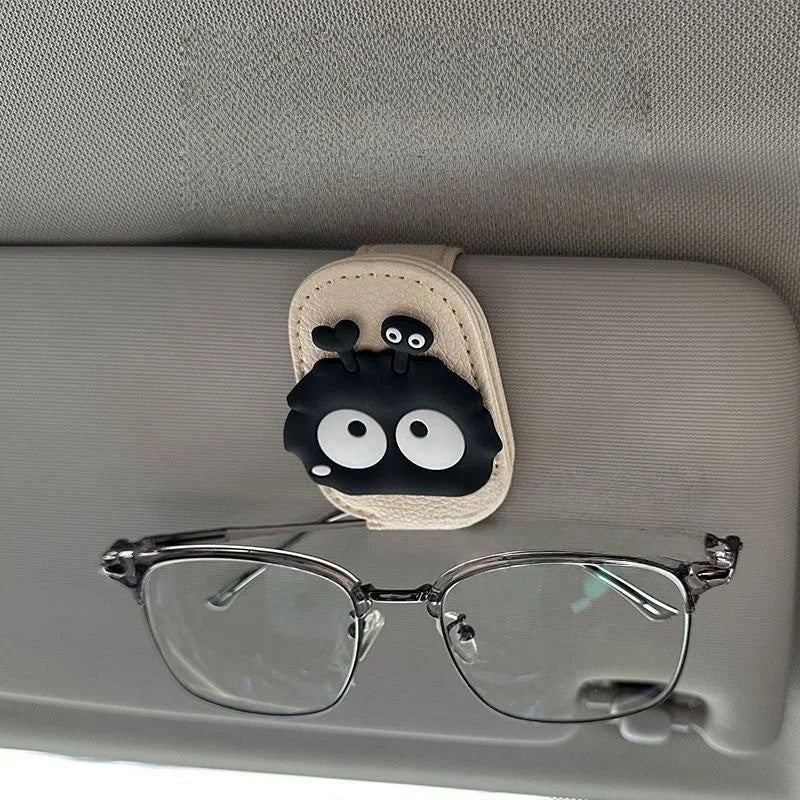 Car Sunglass Holder for Car Visor Sunglasses Clip Magnetic Leather Glasses Eyeglass Holder Truck Car Accessories for Women Men