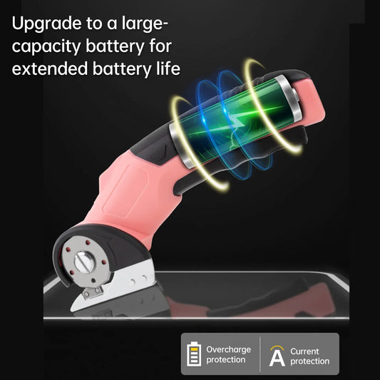 Cordless Electric Scissors 3.6V Rechargeable Cardboard Box Cutter Fabric Scissor with Spare Blade Safety Lock & LED Light