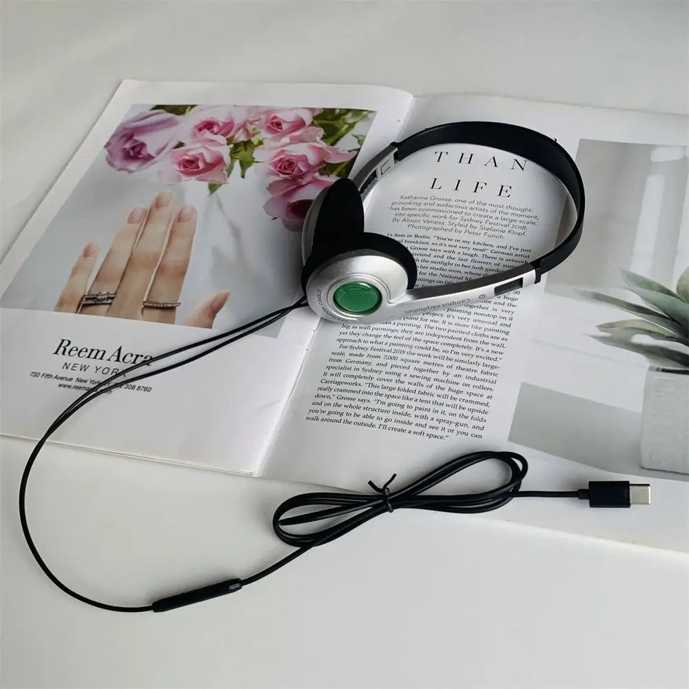 Y2k Personality Retro Headphones Millennium Wind Headset Blue Black Fashion Style Headset Over Ear Earbud 3.5mm Type C Headset