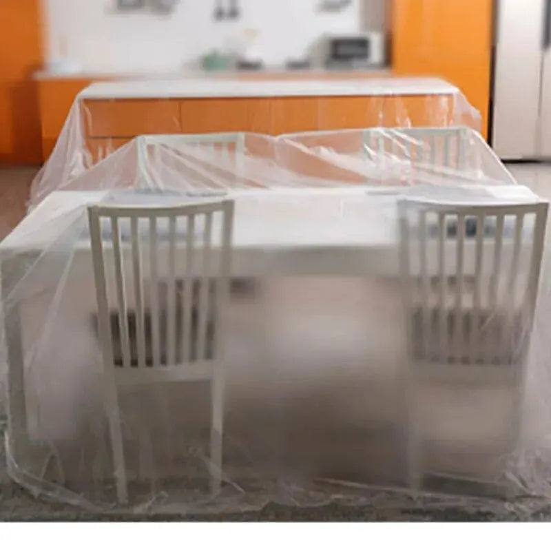 0.35m * 20m Transparent Plastic Shielding Film Waterproof Dust Cover Living Room Kitchen Furniture Decoration Vacant Protective