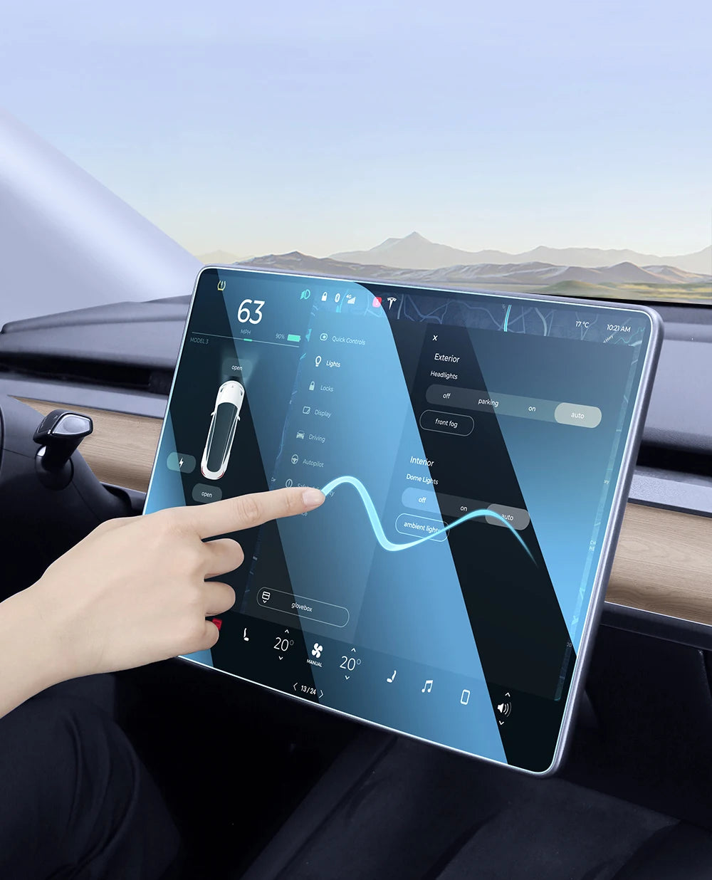 YZ Tempered Glass Screen Protector For Tesla Model 3 Y X 2023 2022 2021 Center Control Accessorie Tesla HD Film Protection