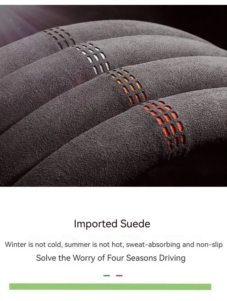 Suede Cover for All Seasons Auto Steering Wheel Cover Ultra-thin Non-slip D-shaped Round Breathable Car Steering Wheel Protector
