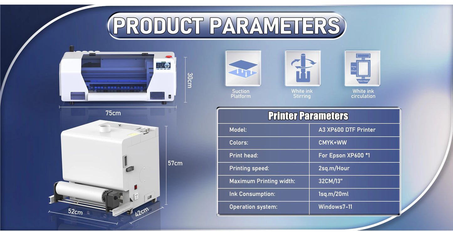 OYfame 33CM DTF Printer A3 For Epson XP600 Directly To Film a3 tshirt printing machine a3 Impresora Dtf with DTF shaking machine