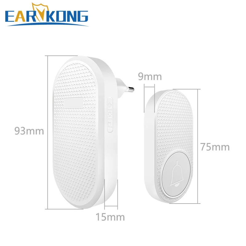 Wireless Doorbell Smart Home 200m Long Distance Remote Control Multi-tone Welcome Door Bell Volume Adjustment EU US Plug White