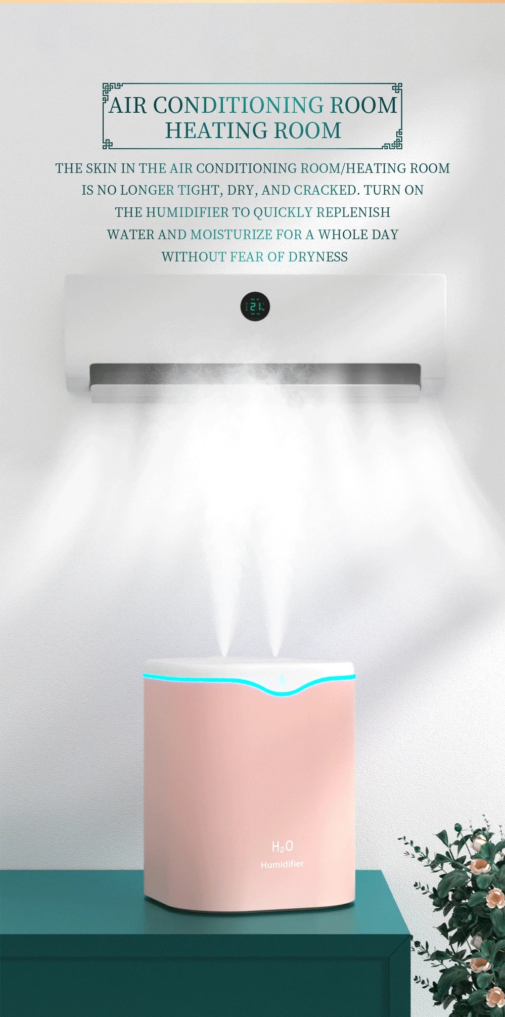 New USB Double Spray Humidifier Home USB Desktop Small Humidifier 2L Capacity Portable Clean Air Humidifier