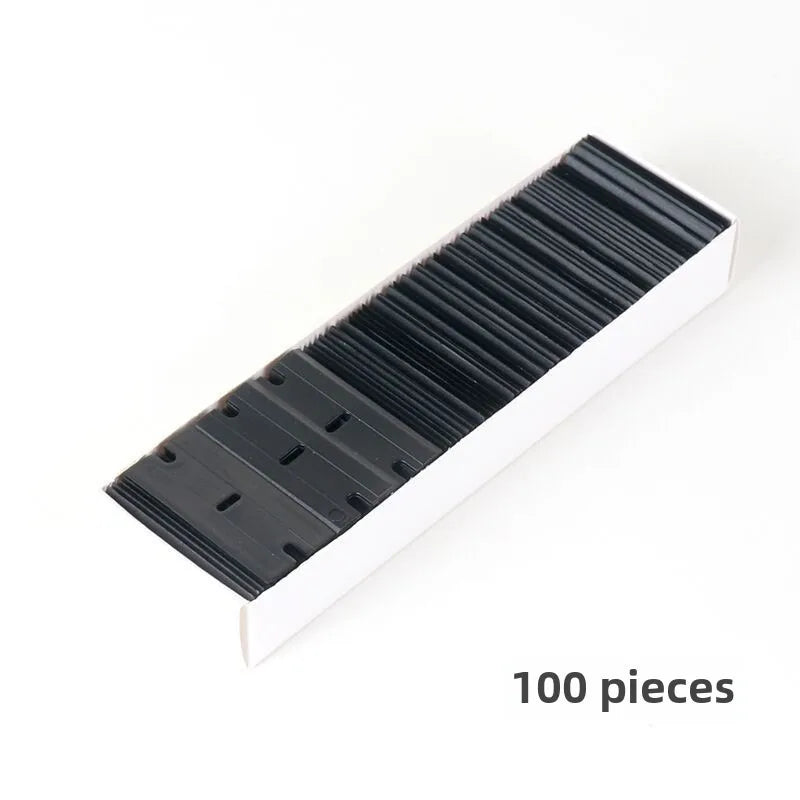 ALIWRAP 100pcs Spare Double Edged Plastic Razor Blades For Scraper Car Wrap Stickers Labels Glue Remover Window Glass Cleaning