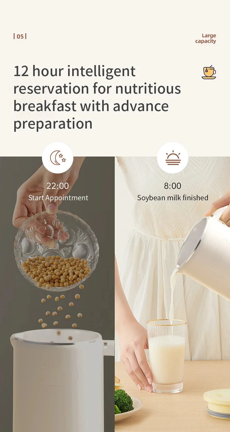 110V/220V Soya Milk Machine Electric Wall Breaking Machine Soybean Milk Maker Fresh Juice Blender Nut Milk Maker Food Blender