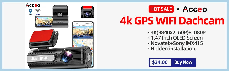 E-ACE 4K UHD WIFI Mini Dash Cam Car Dvr Video Recorder With APP Control Night Vision 24H Parking Camera Monitor Car Accessories
