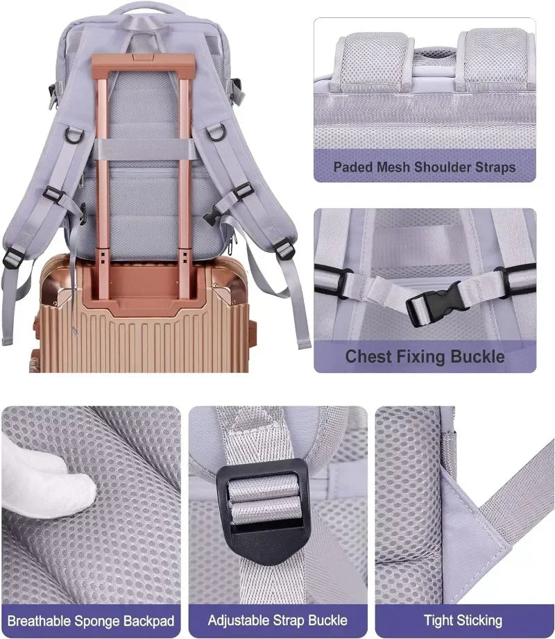 Large Travel Backpack for Women Men Laptop Backpack with Shoe Compartment Waterproof Hiking Carry on Backpack Expandable