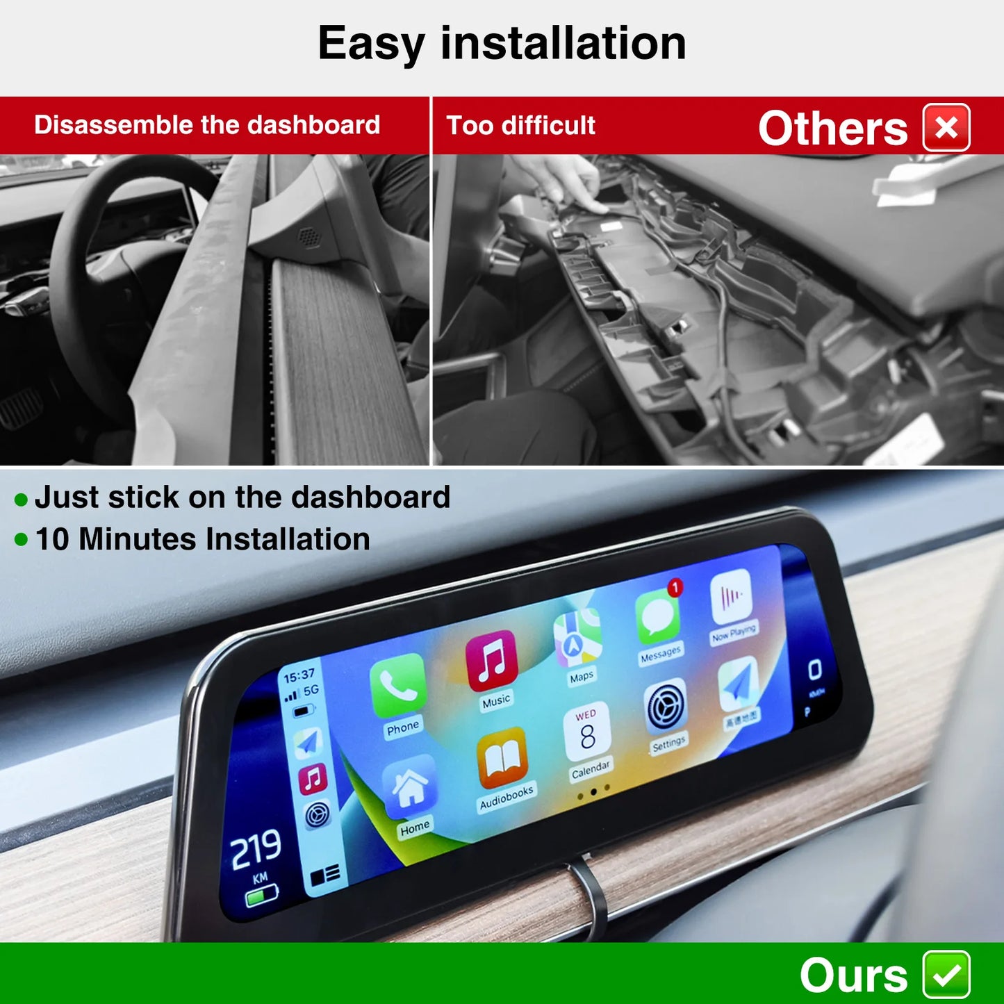 2025 NEW 9.6" Head Up Display for Tesla HUD for Model 3 2016-2023 Y 2020-2024 5-minute Quick Installation Carplay Android AUTO