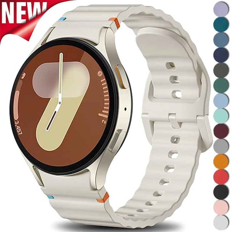 for Samsung Galaxy Watch 7 Band FE/5 Pro/6/4 Classic 44mm 40mm No Gap Sport Silicone Belt Bracelet Correa Galaxy Watch 7 Strap