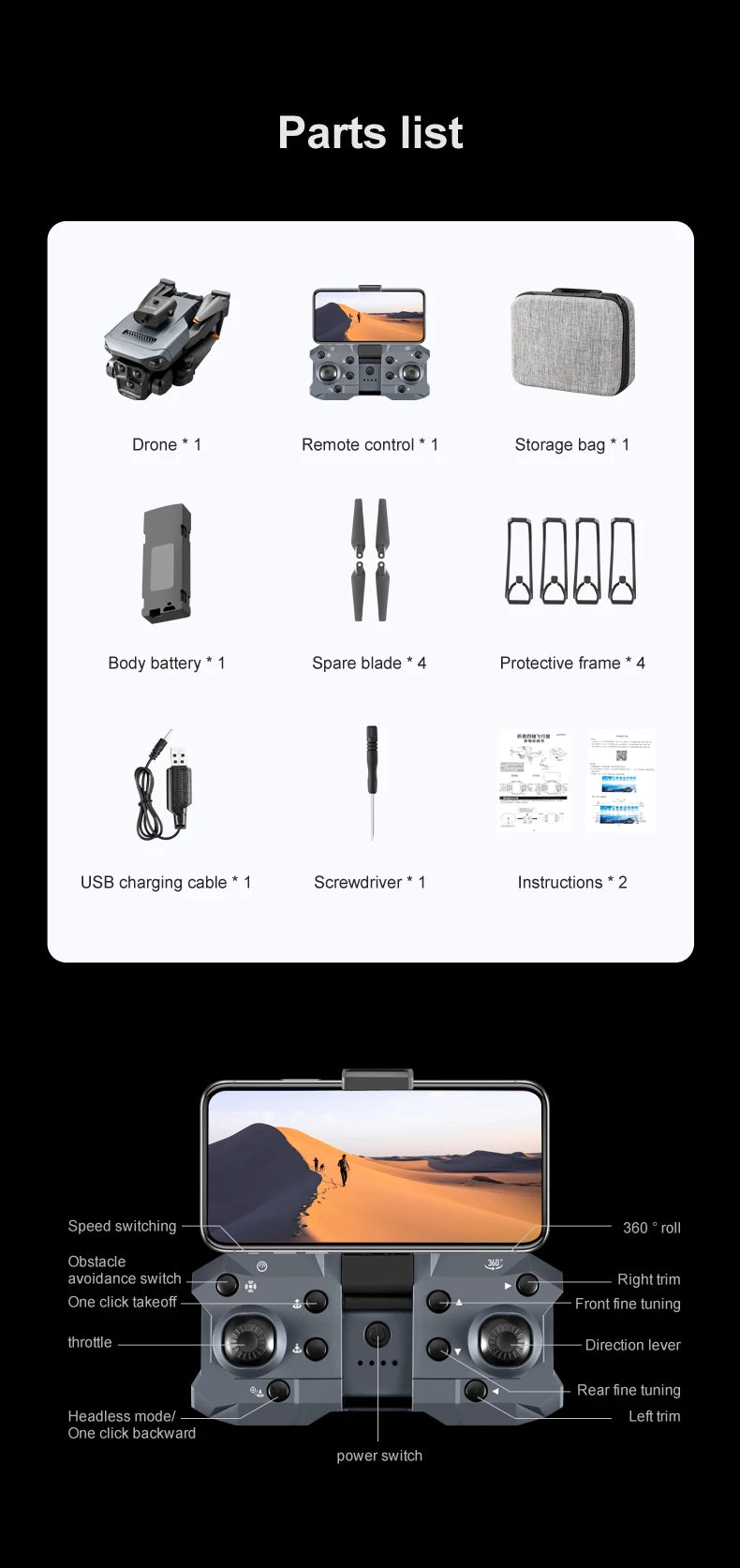 K6 MAX Triple-Camera Drone 4K HD Optical Flow Positioning 360° Obstacle Avoidance Foldable Quadcopter Wifi FPV RC Toys Dron