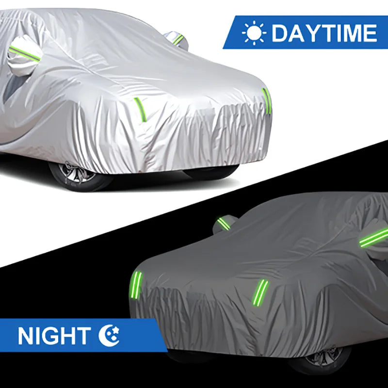 New 190T Car Cover Outdoor Protection Full Exterior Snow Cover Sunshade Dustproof Protection Cover Universal for Hatchback Sedan