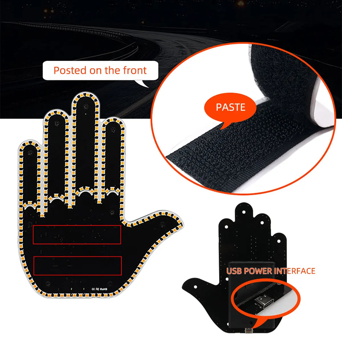 Funny Car Finger Light with Remote, Road Rage Signs Middle Finger Gesture Light,Auto Amber Warning Brake Light Car Accessories