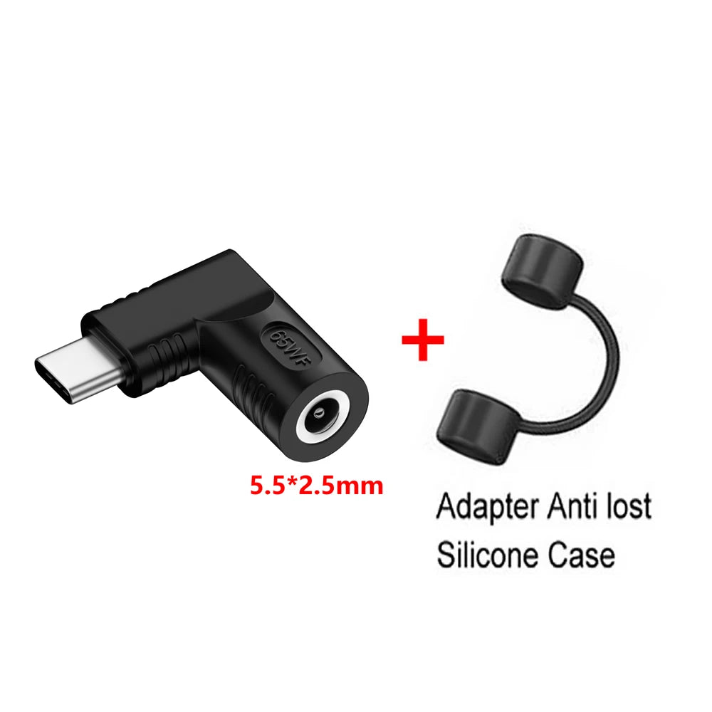 PD 65W Laptop Power Connector DC Jack Female to USB Type C Male Output Fast Charging Adapter for MacBook Tablet Switch Phone