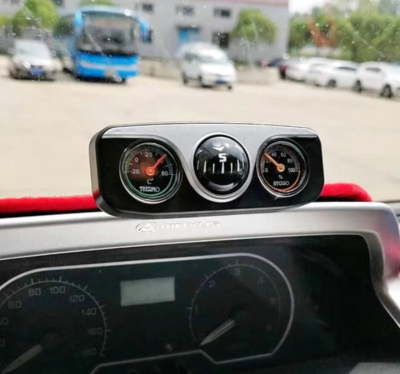 Outdoor Outing Car Guide Ball Self-driving Tour Compass with Thermometer Car Interior Decoration Accessories