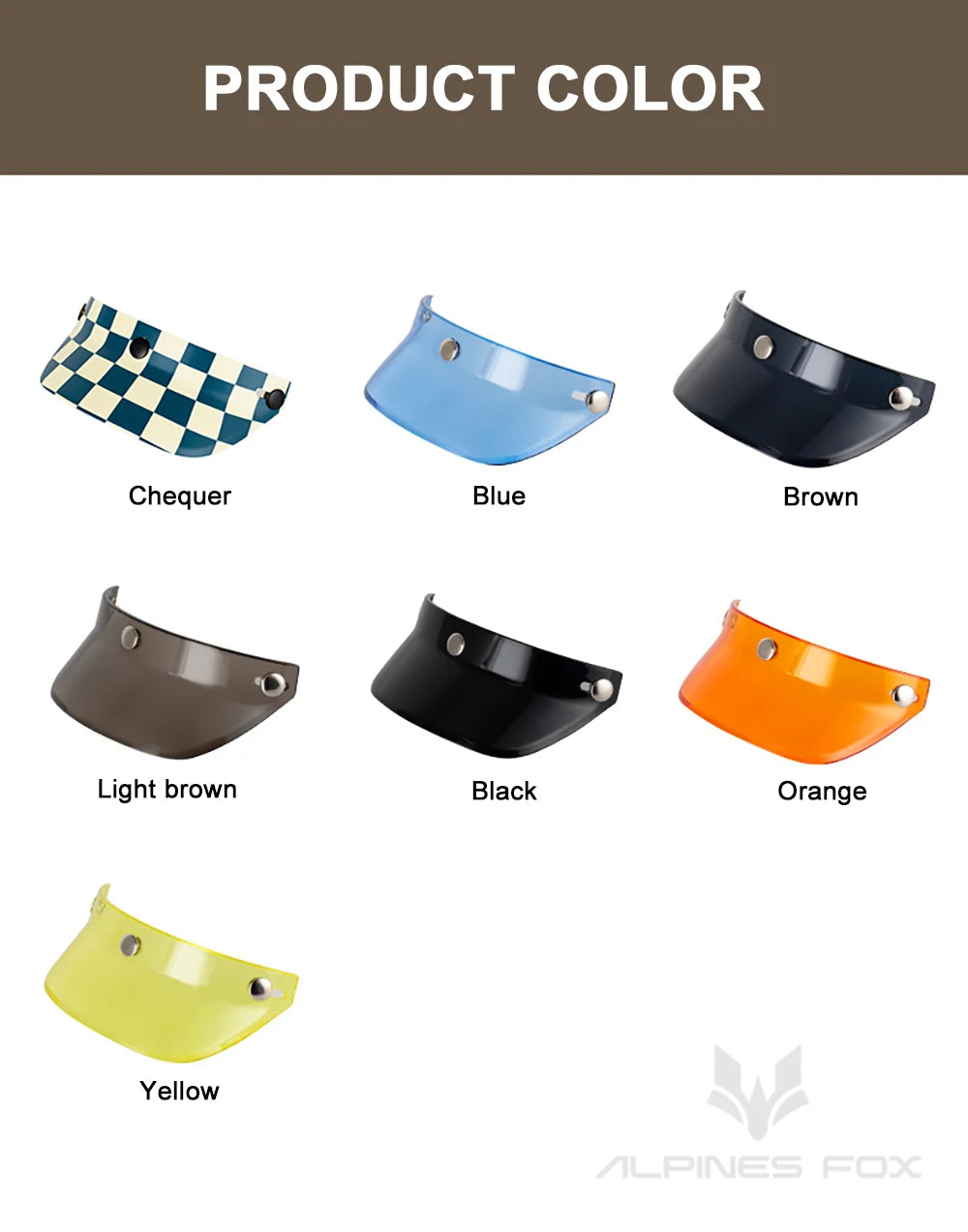 Motorcycle Helmet Sun Shade Protector 3 Snap-Button Retro Open Face Flip Up Down Shield Visor Modified Parts 7.08 X 2.95 In