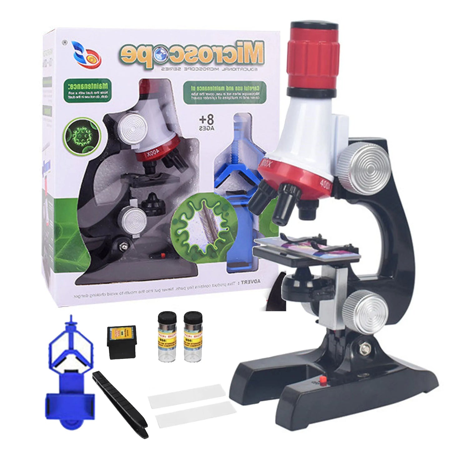 Science Kits For Kids Beginner Microscope With LED 100X 400X 1200X Home School Science Educational Toy Birthday Gift