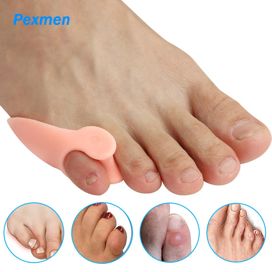 Pexmen 2/4Pcs Gel Pinky Bunion Corrector Little Toe Separator Bunionette Pads Toe for Pain Relief of Corn Callus and Blisters
