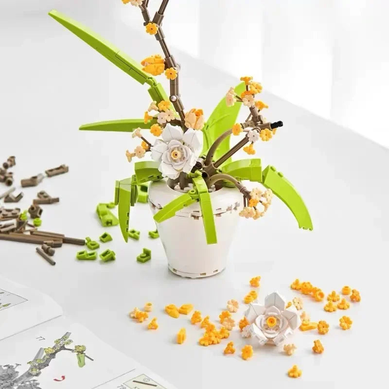 New Fragrans Model Building Blocks MOC Flower Potted Bonsai Ideas Home Decor Plant Collection Bricks Ideas DIY Toy For Girl Gift