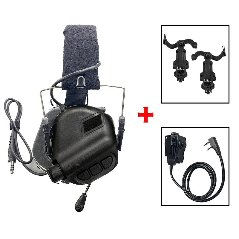 EARMOR M32 MOD4 Shooting Earmuffs Tactical Noise Reduction Headset with Helmet ARC Rail Adapter with Kenwood PTT adapter New