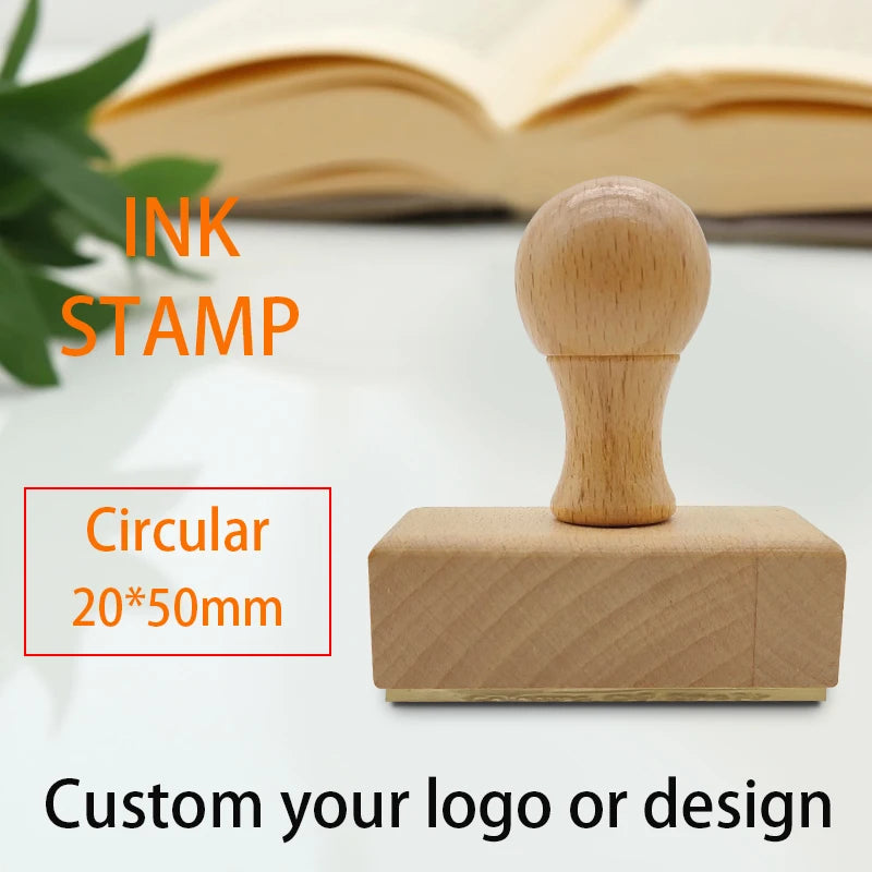 Custom Wooden Stamp Seal Personalized Logo Wedding Party Packaging Stamp Company Address&Name Self Inking Rubber Stamp Artwork